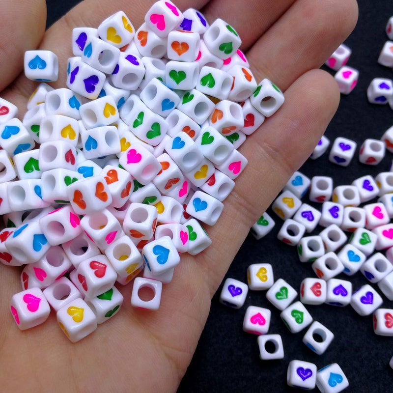Looconi Amaney 400Pcs 6x6mm White Acrylic Colorful Heart sheap Cube Beads Mixed Colors Square Shape Loose Beads for Jewelry Making - Image 4
